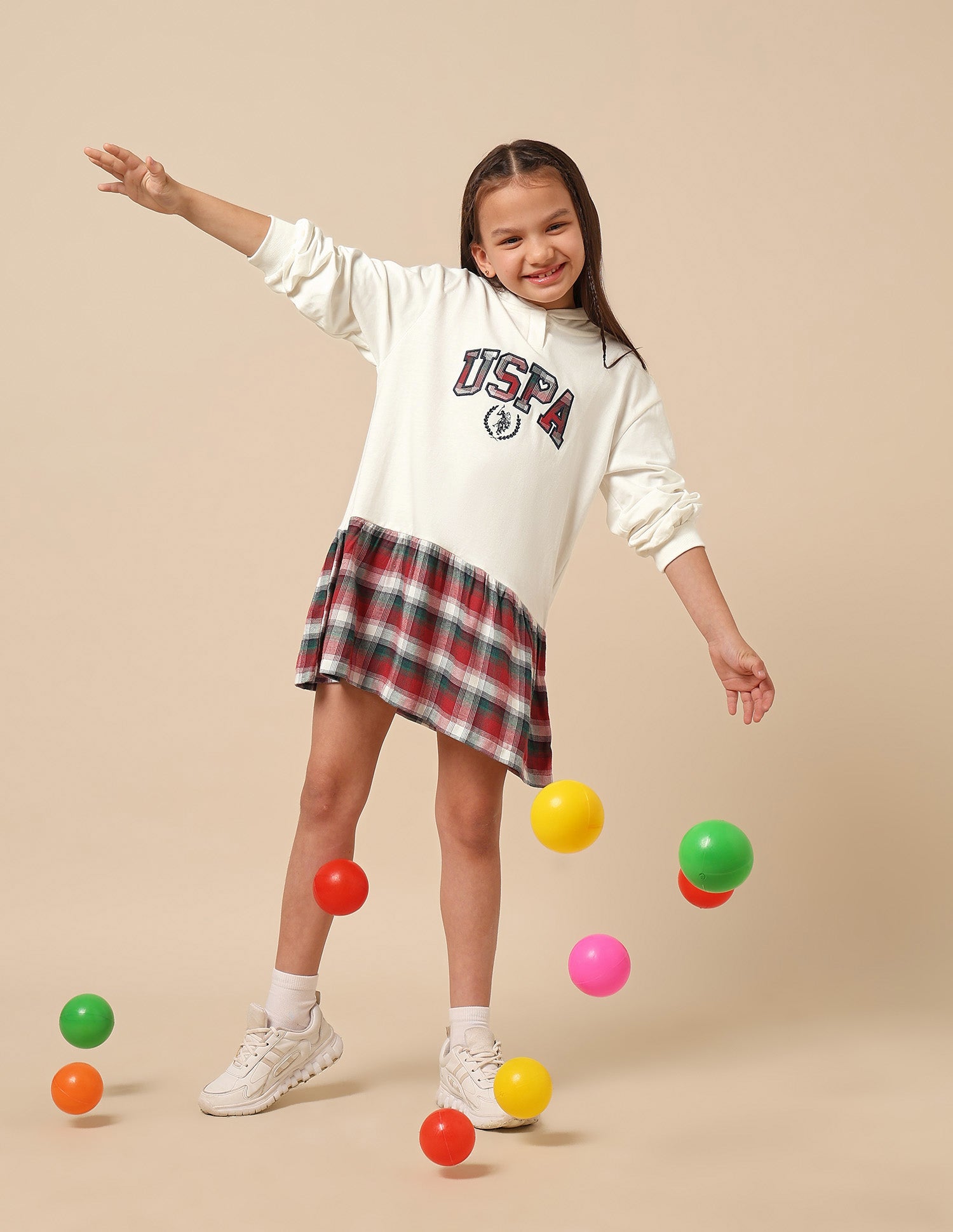 Girls Checked Sweat Dress