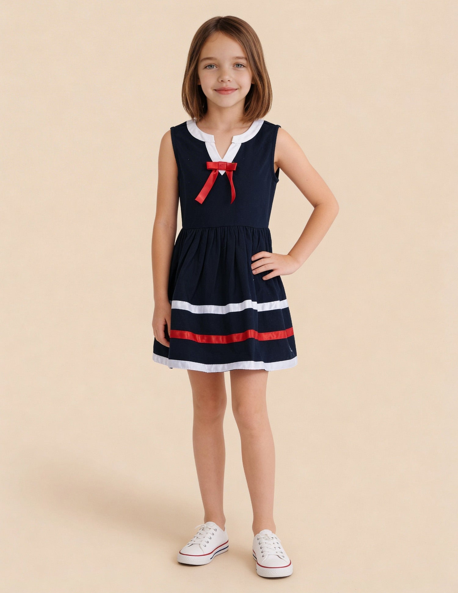 Nautical A-Line Bow Dress