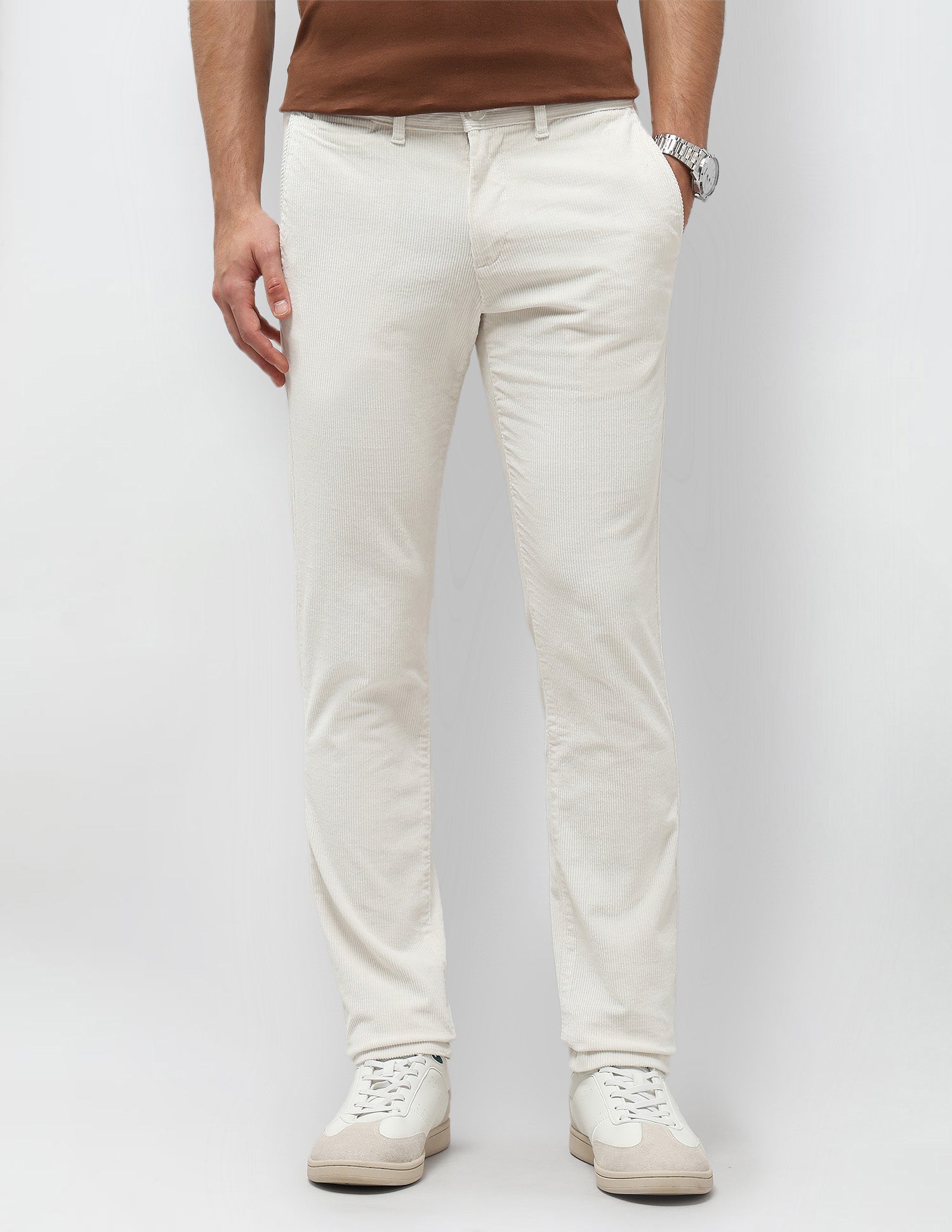 Slim Fit Mid Rise Trousers