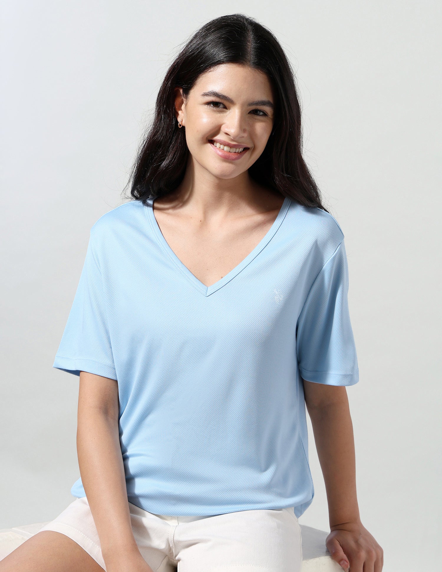 Solid Fitted T-Shirt Light Blue - U.S. Polo Assn. India | Large