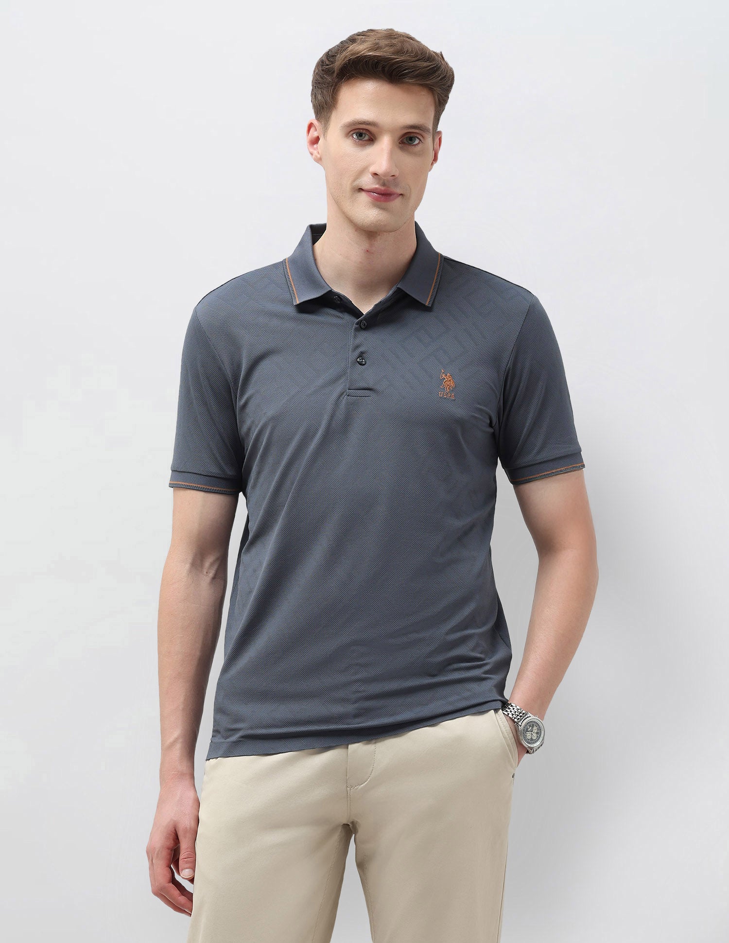 Textured Regular Fit Polo Shirt