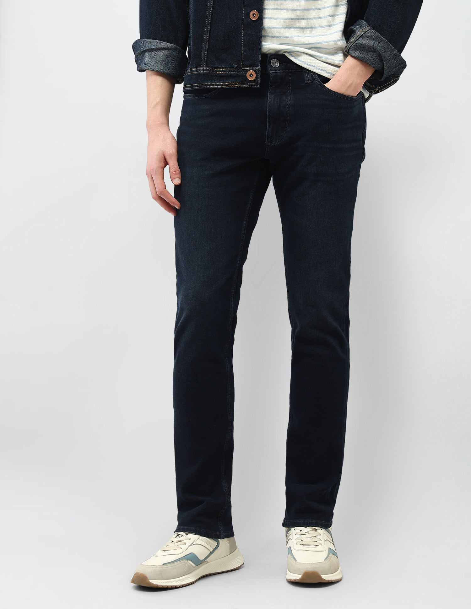 Whiskered Brandon Slim Tapered Fit Jeans