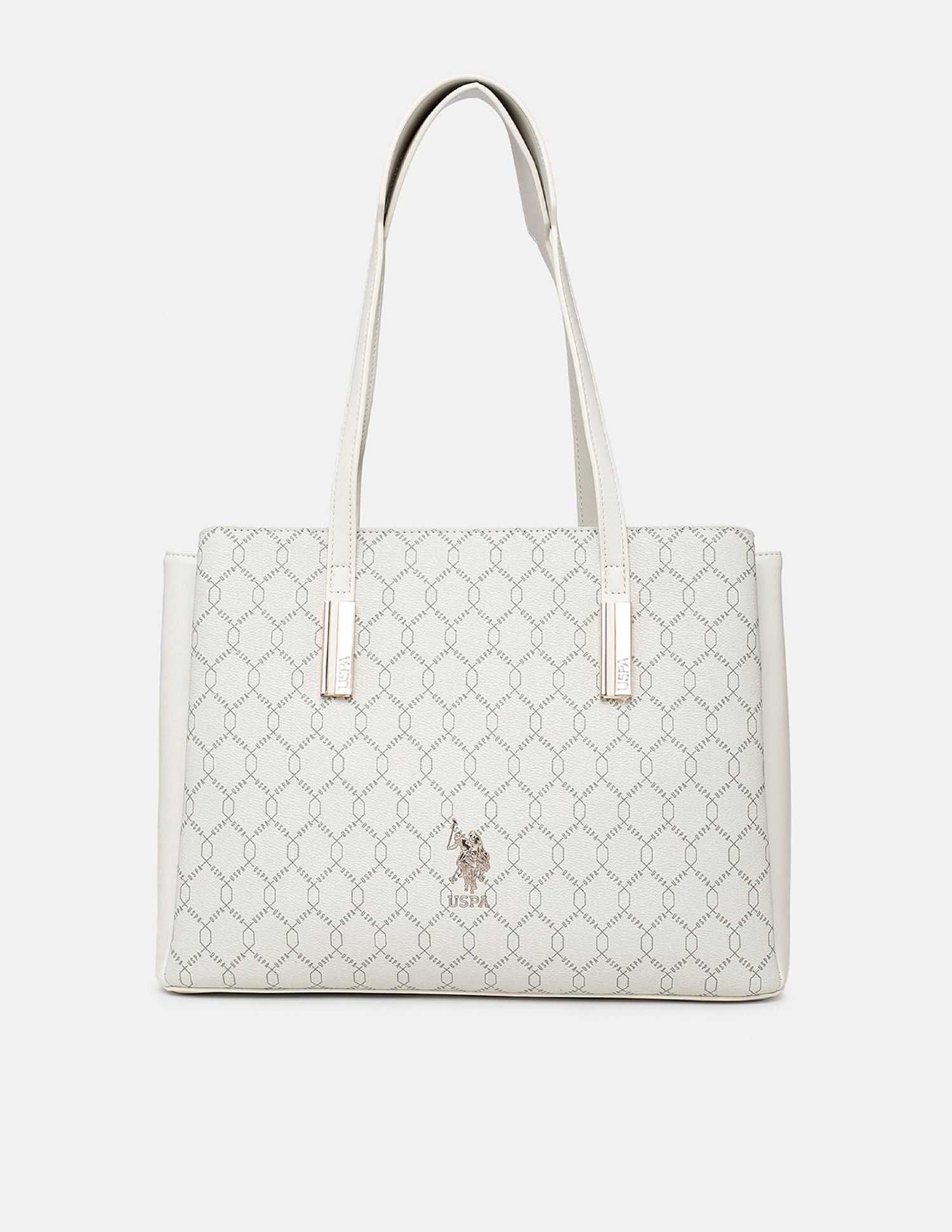 Cia Monogram Tote Bag Off White - U.S. Polo Assn. India | Large