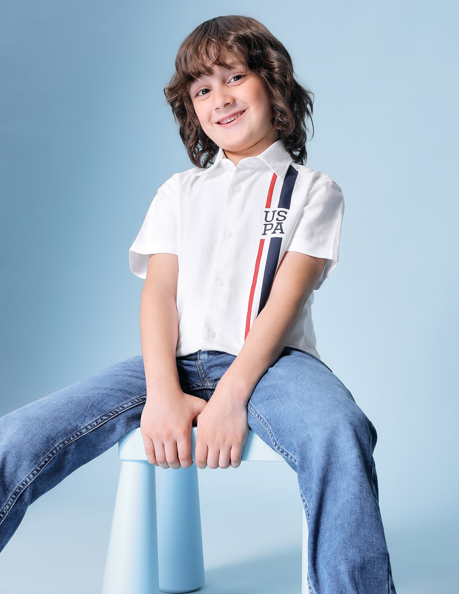 Boys Vertical Striped Oxford Shirt