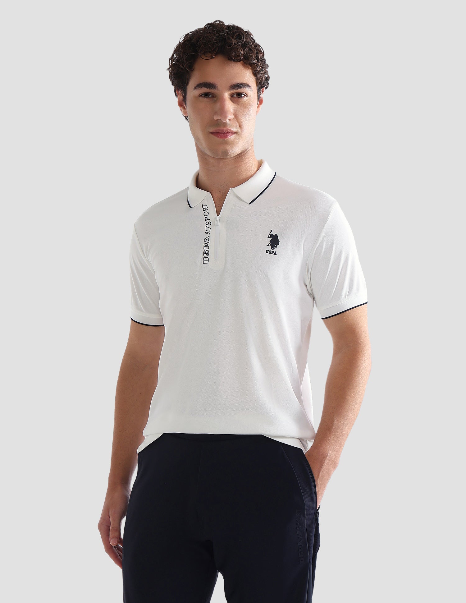 Solid Slim Fit Active Polo Shirt
