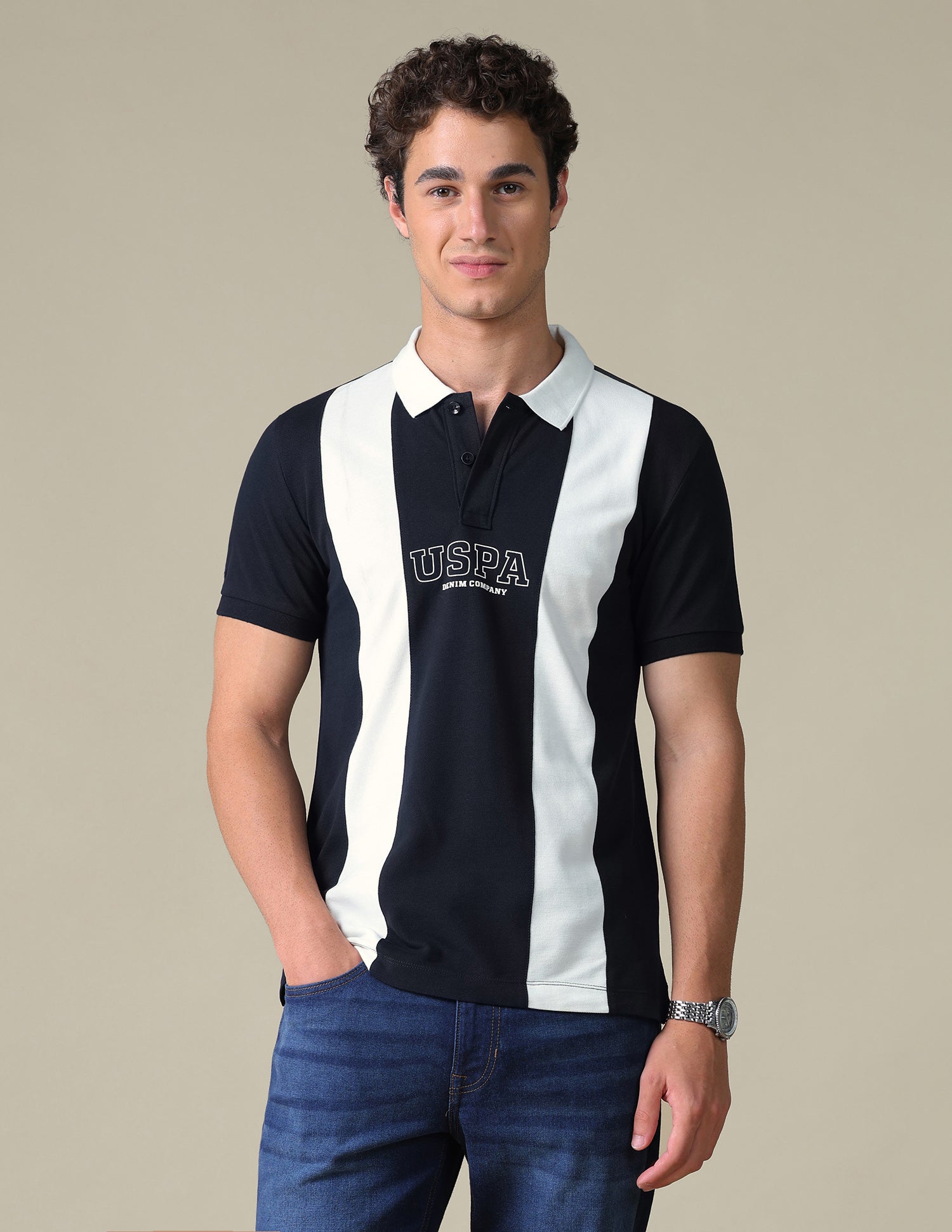 Slim Fit Colour Blocked Polo Shirt