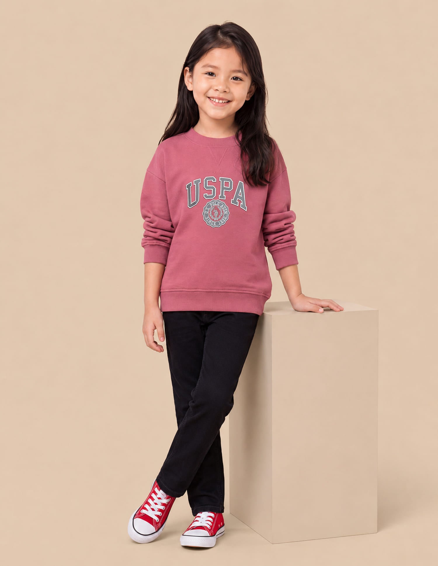 Brand Printed Relaxed Fit Sweatshirt Pink - U.S. Polo Assn. India | Large
