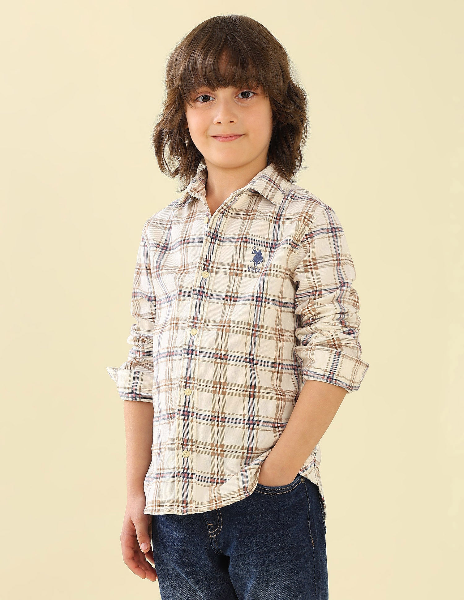 Corduroy Plaid Checked Shirt