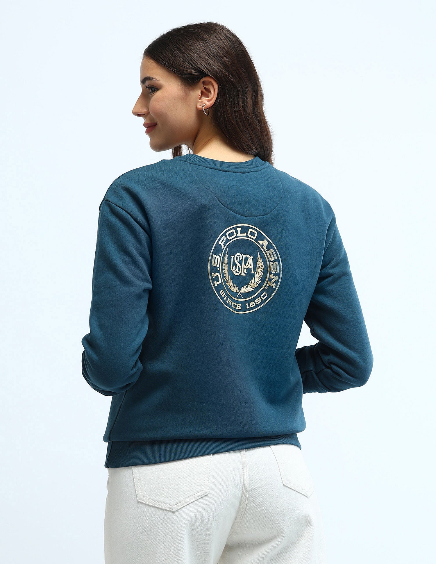 Hd Print Regular Fit Sweatshirt Teal - U.S. Polo Assn. India | Large