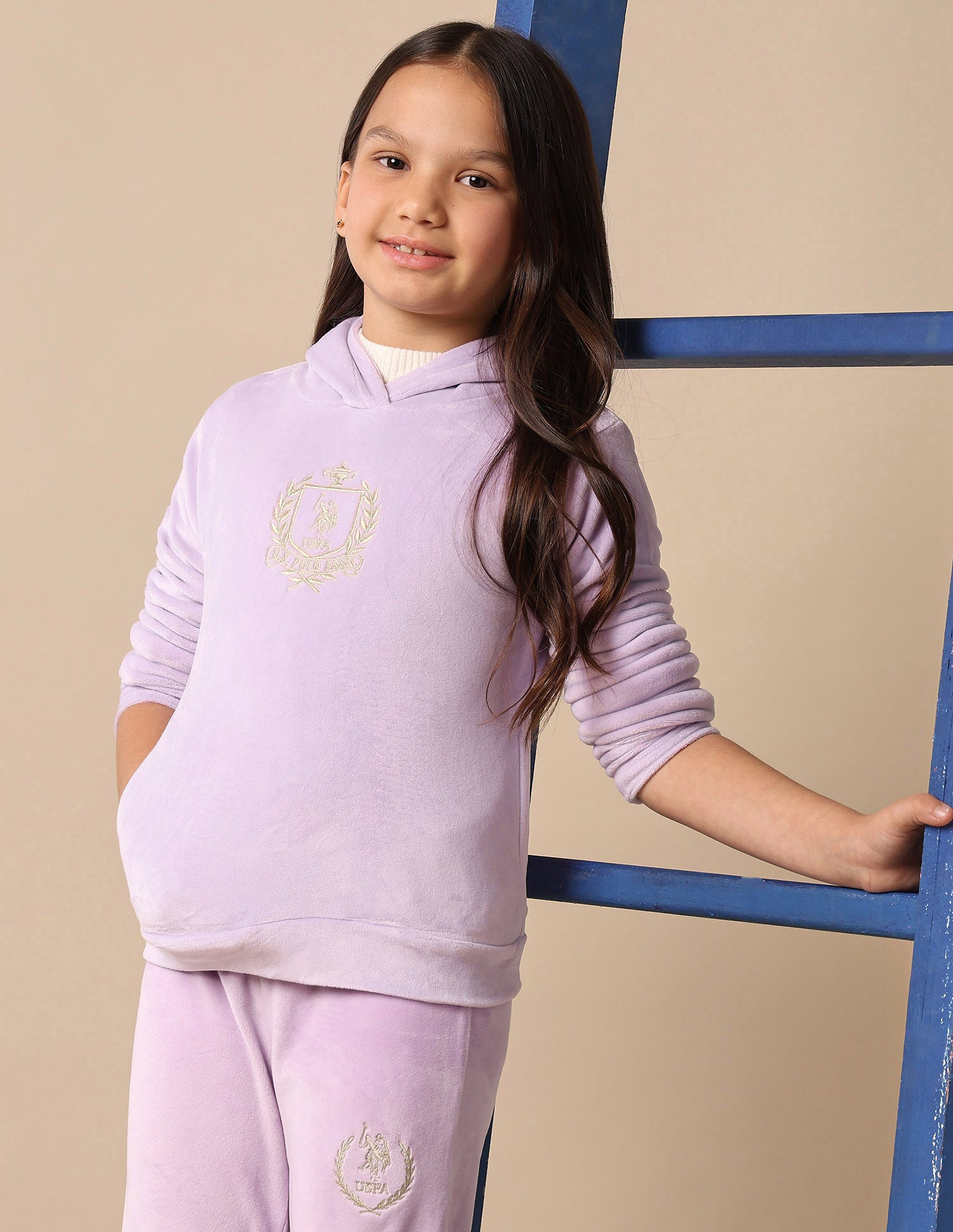 Girls Embroidered Logo Hooded Sweatshirt