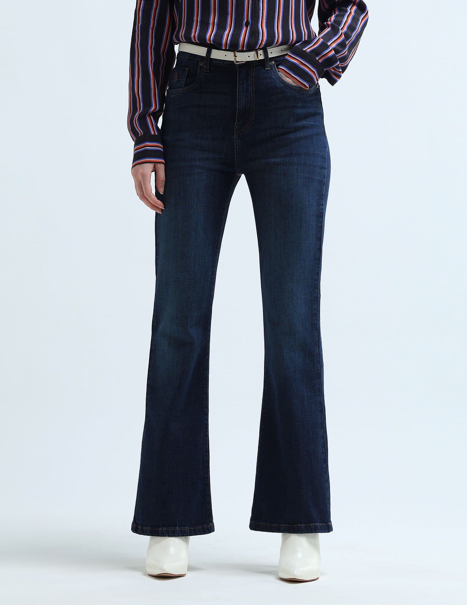 High Rise Flare Fit Jeans Dark Blue - U.S. Polo Assn. India | Large