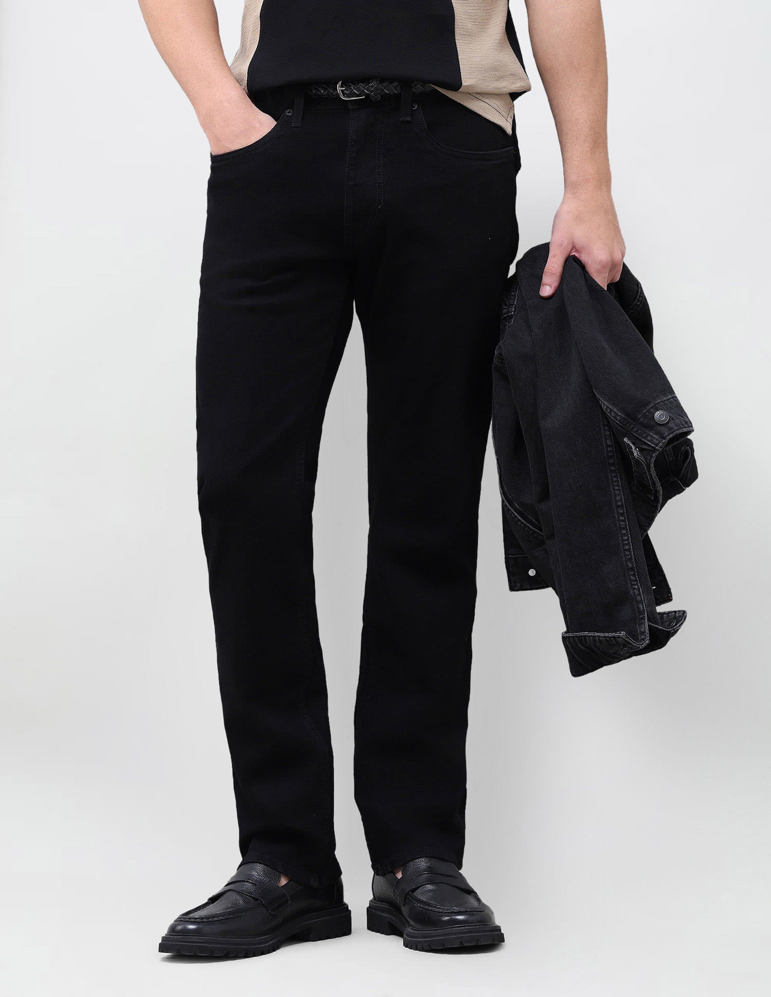 Solid Slim Straight Fit Jeans Black - U.S. Polo Assn. India | Large