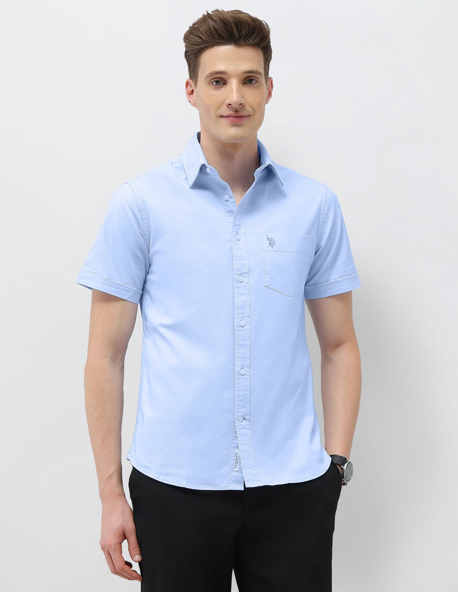 Tailored Fit Oxford Shirt Light Blue - U.S. Polo Assn. India | Large