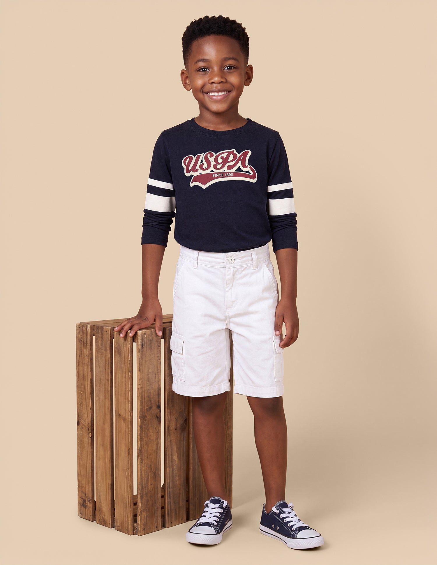 Mid Rise Relaxed Fit Cargo Shorts Off White - U.S. Polo Assn. India | Large