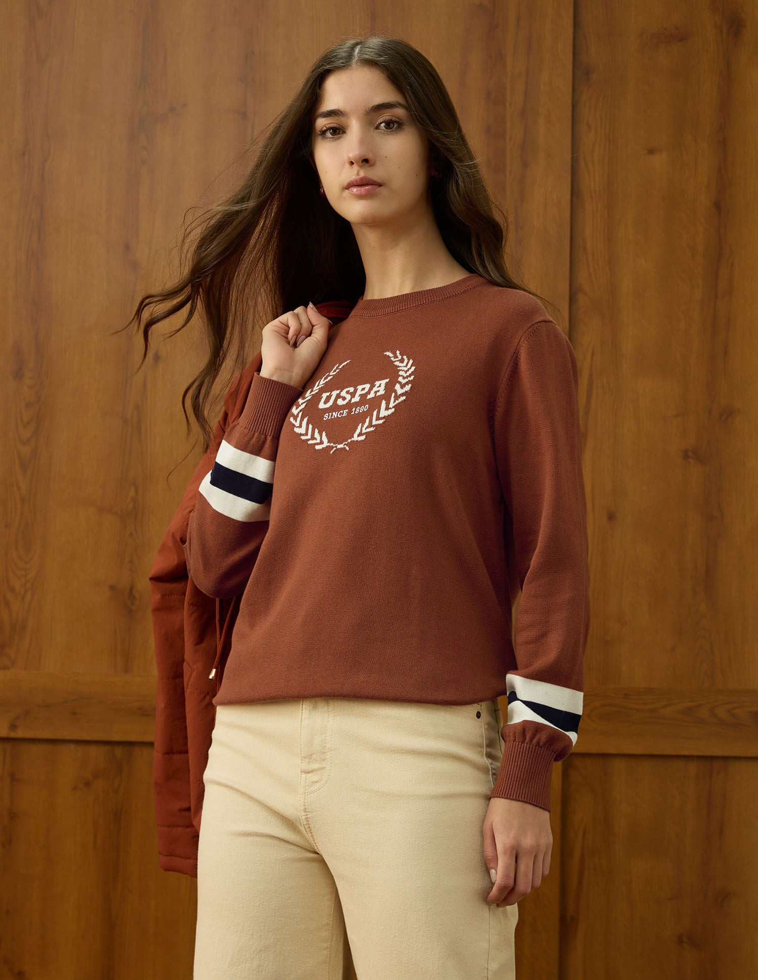 Brand Printed Relaxed Fit Sweater