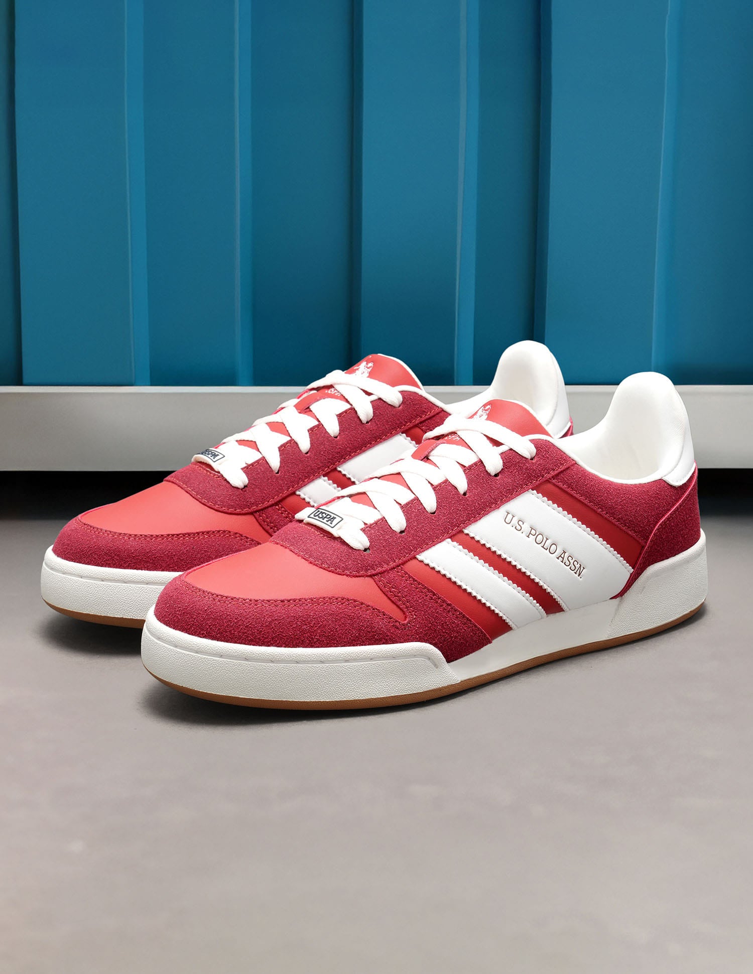 Men Gren Suede Colourblocked Sneakers Dark Red - U.S. Polo Assn. India | Large