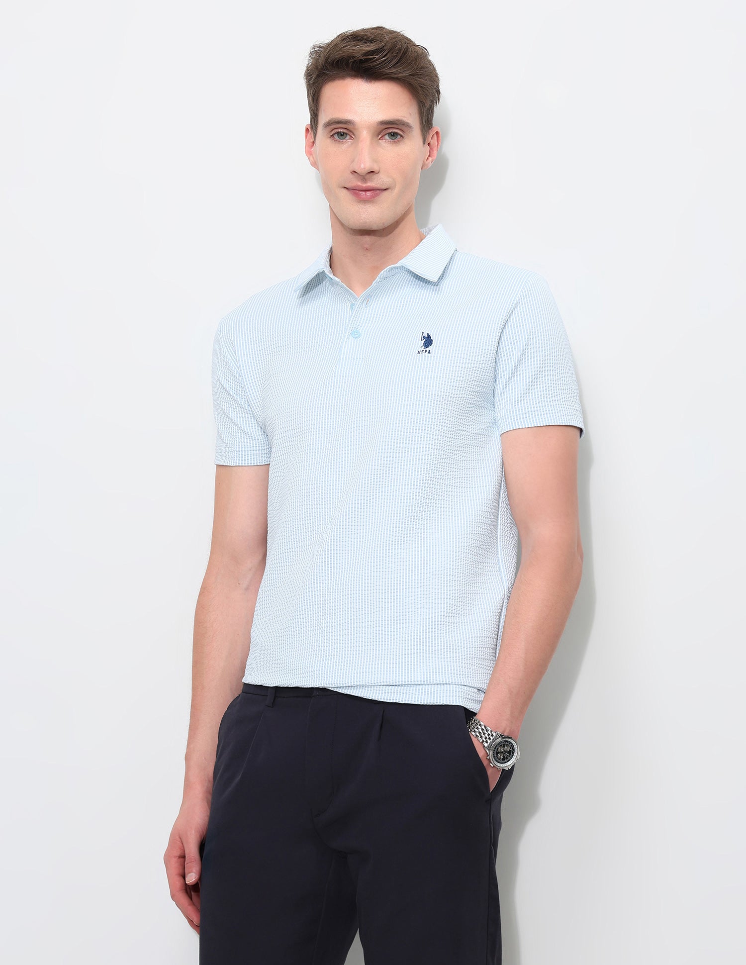 Textured White Harbour Polo Shirt
