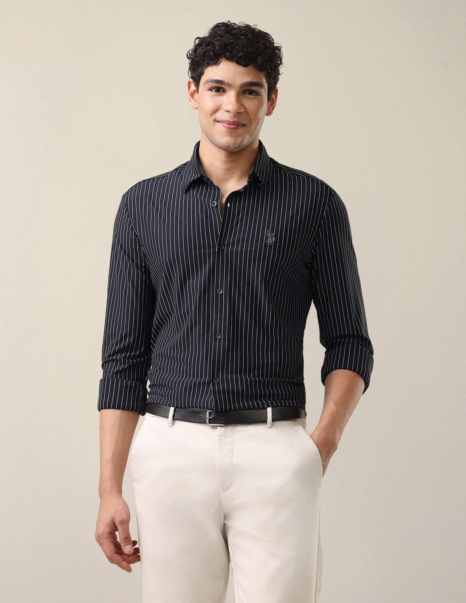 Vertical Striped Knitted Shirt Navy - U.S. Polo Assn. India | Large
