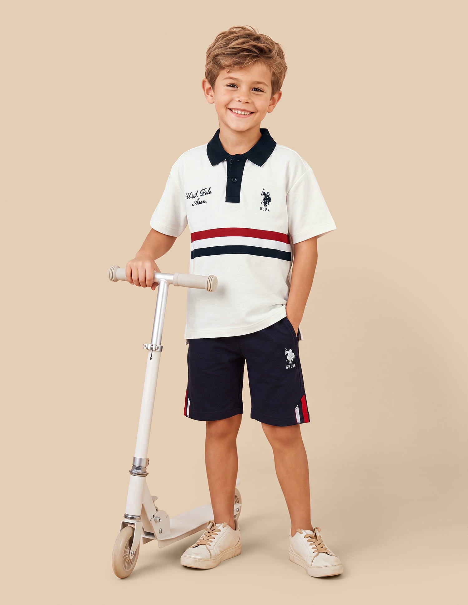 Solid Oversized Fit Polo Shirt White - U.S. Polo Assn. India | Large