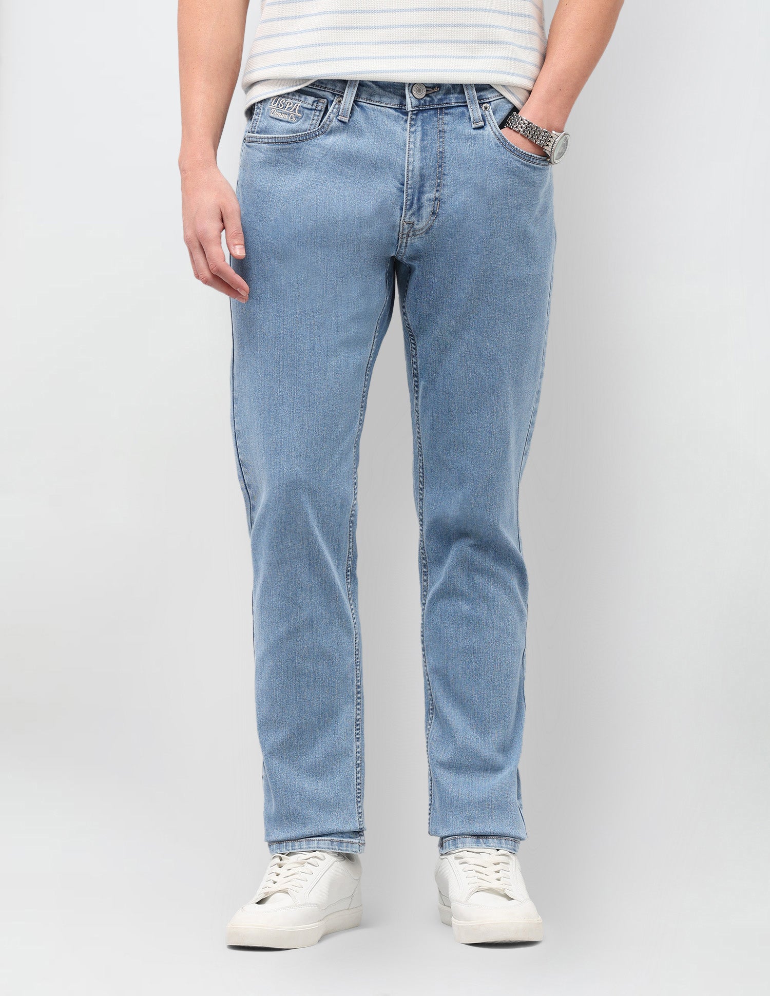 Solid Slim Fit Jeans Blue - U.S. Polo Assn. India | Large