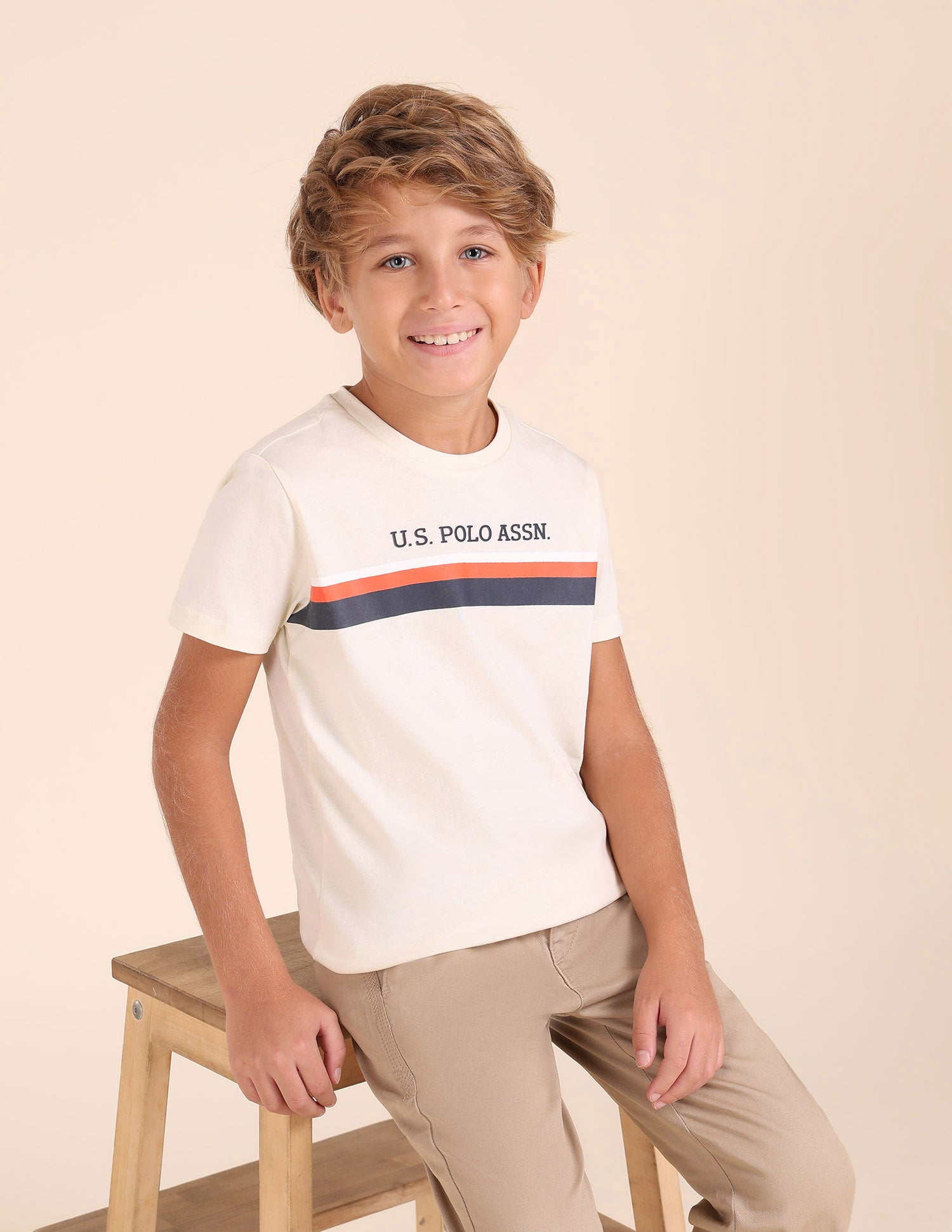 Boys Regular Fit Horizontal Striped T-Shirt
