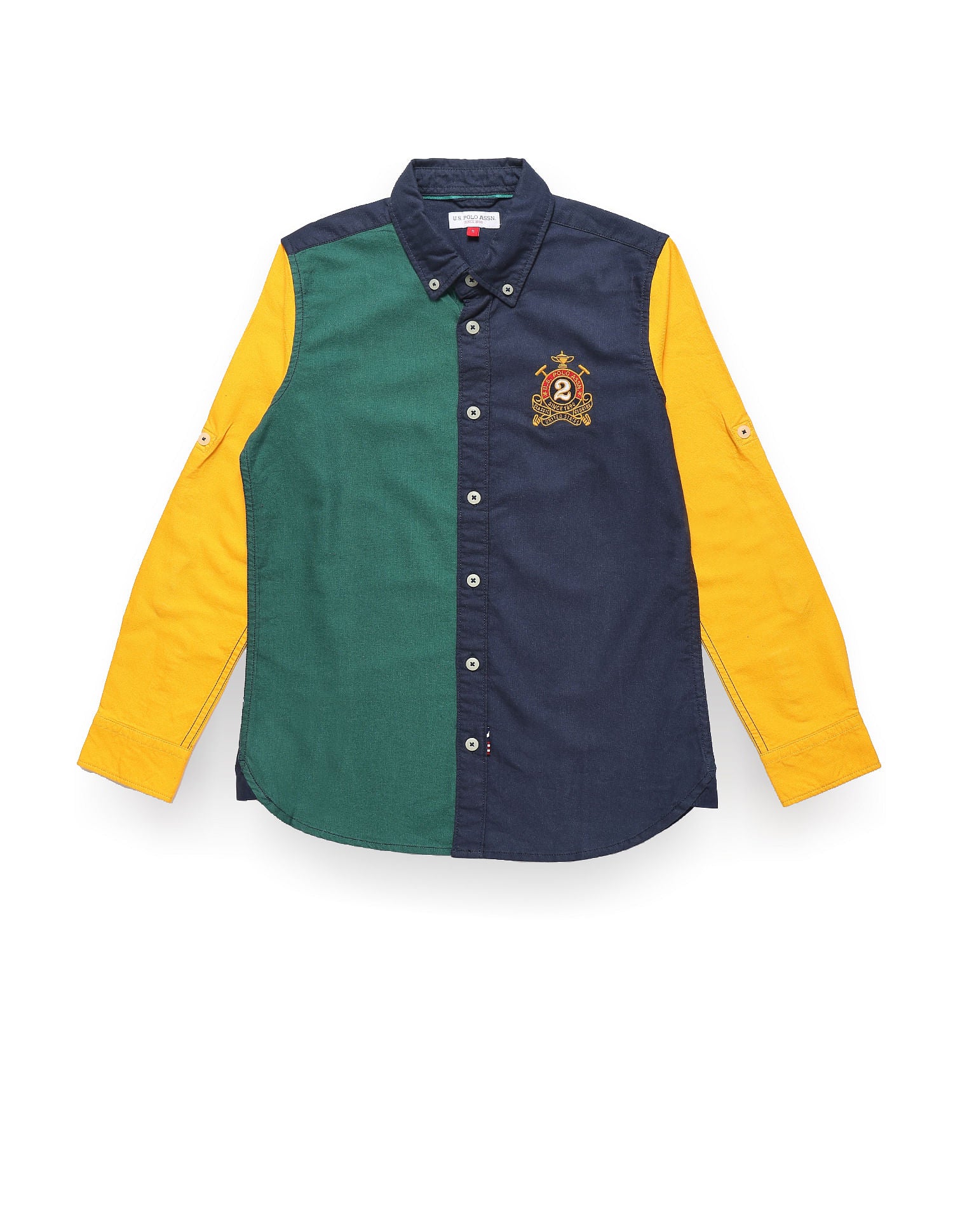 Button Down Collar Colour Block Shirt