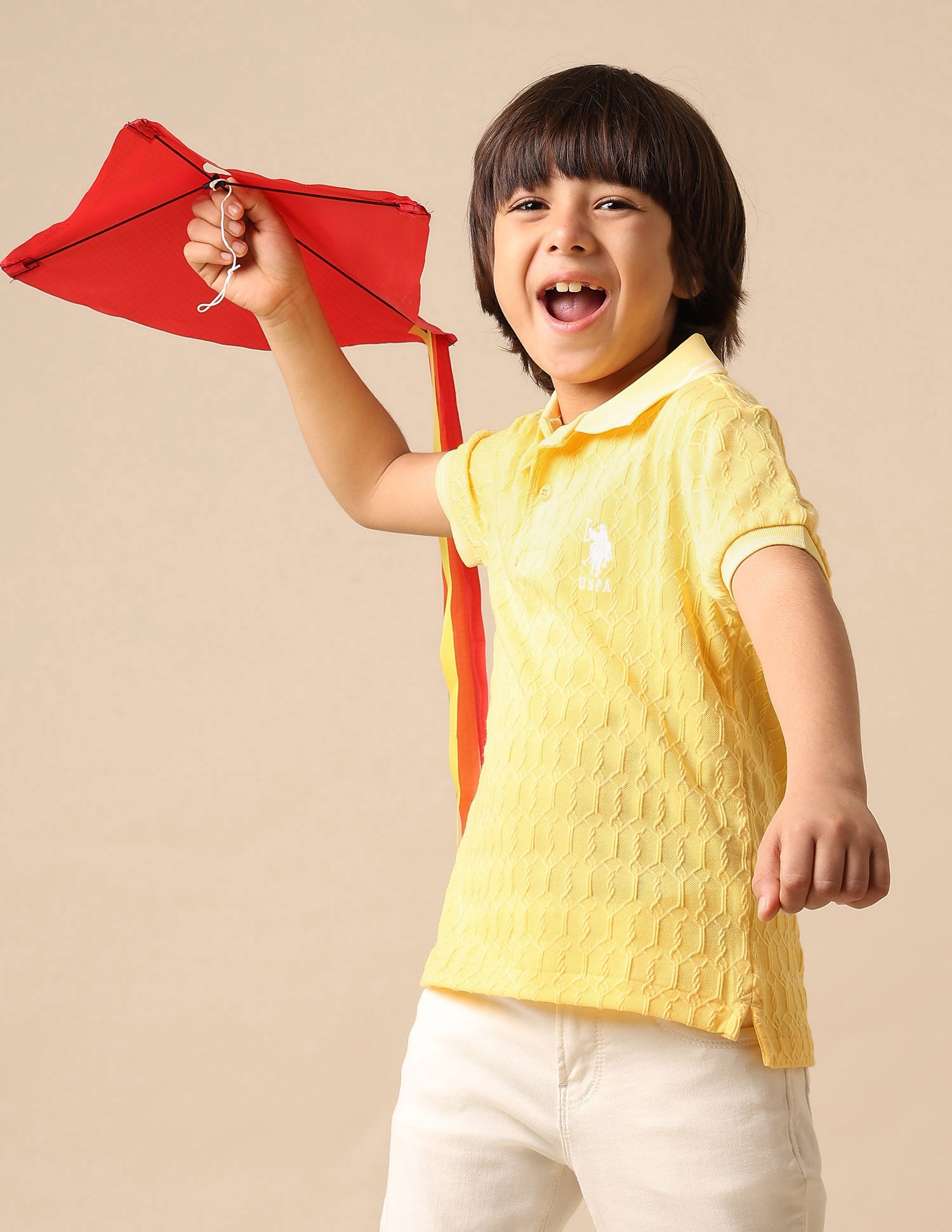 Boys Textured Pure Cotton Polo Shirt