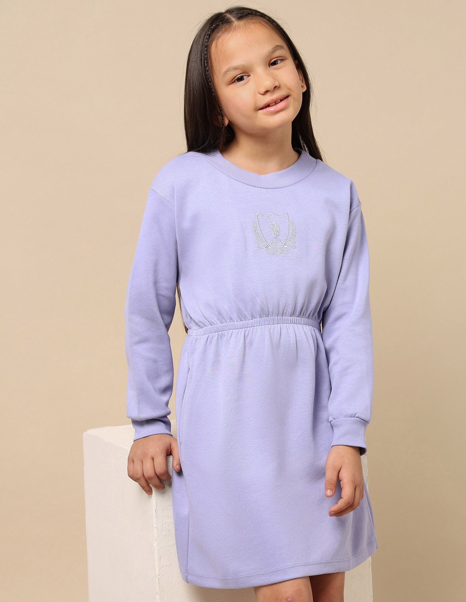 Girls Crew Neck Fit And Flare Dress