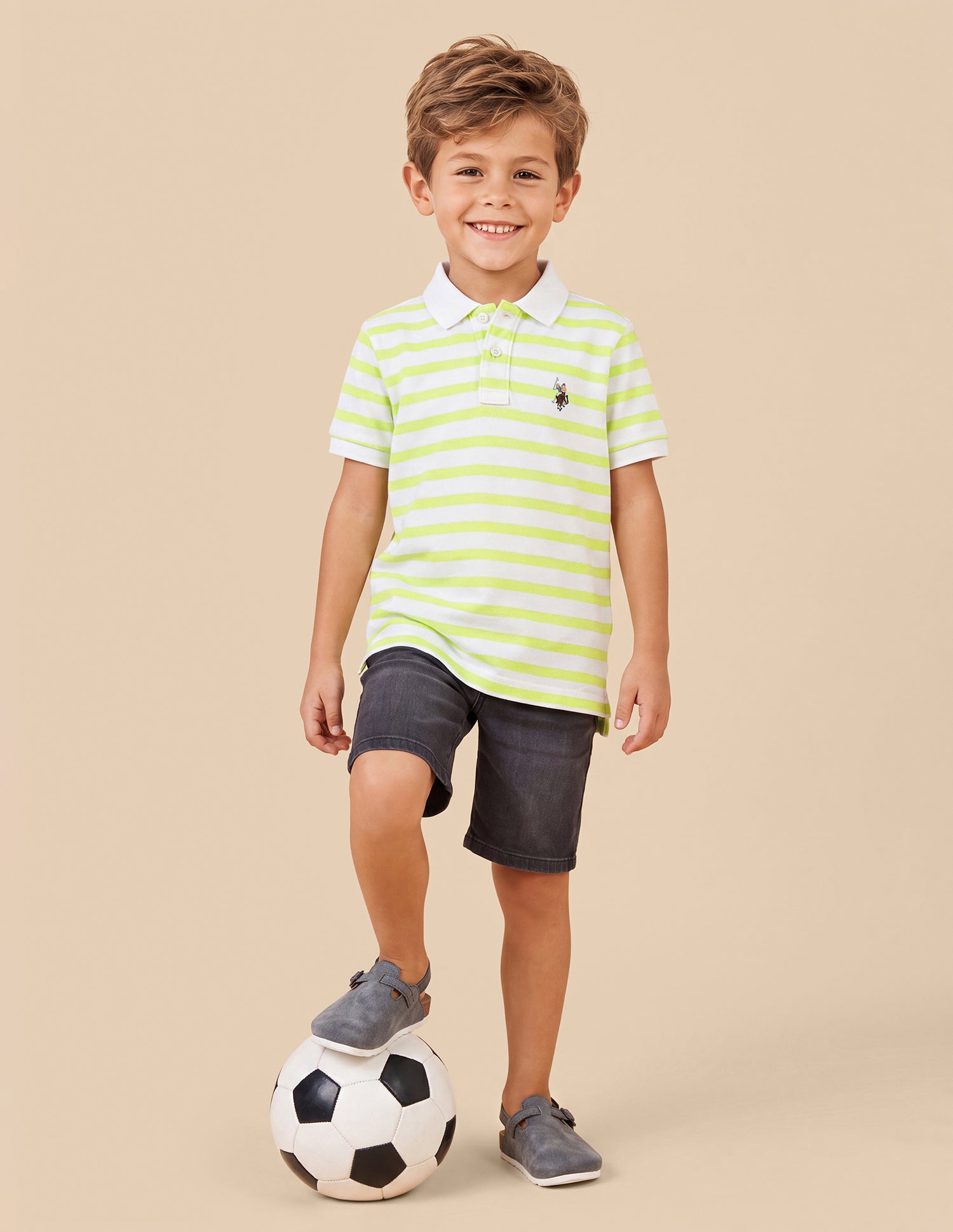Horizontal Striped Regular Fit Polo Shirt Light Yellow - U.S. Polo Assn. India | Large