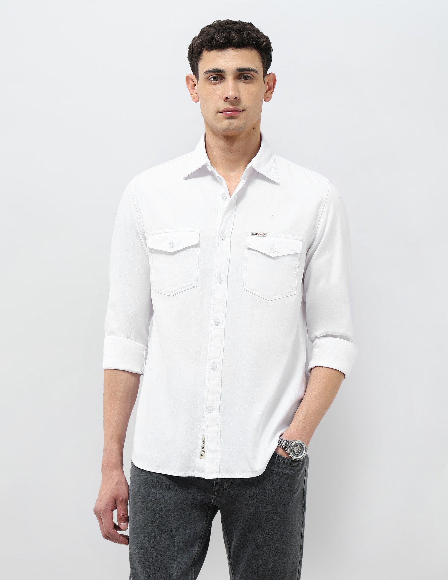Solid Regular Fit Shirt White - U.S. Polo Assn. India | Large