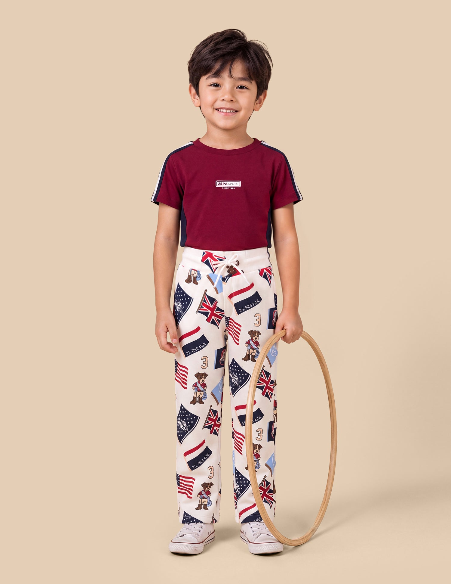 Graphic Brand Printed Regular Fit Track Pants White - U.S. Polo Assn. India | Large