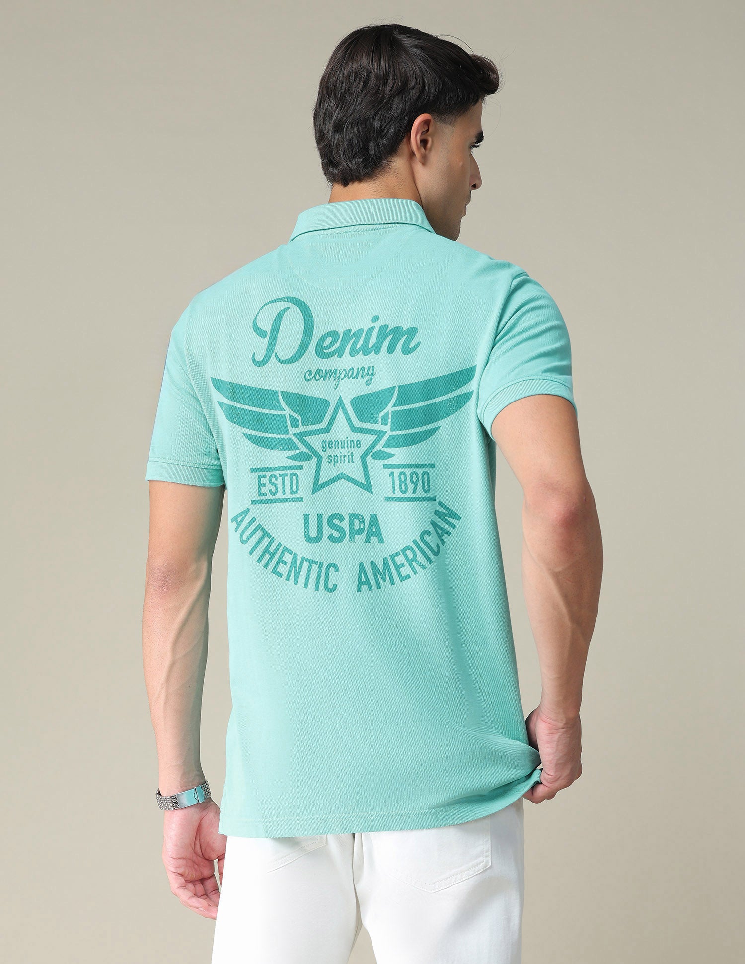 Brand Print Slim Fit Polo Shirt