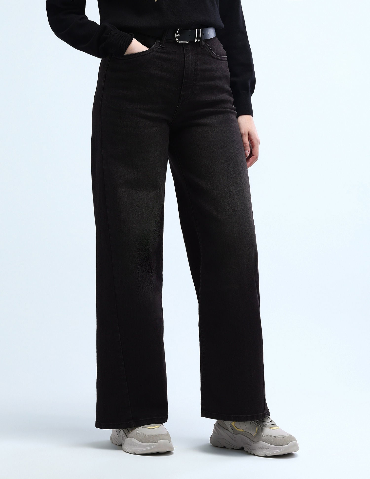 High Rise Stretchable Baggy Jeans Dark Grey - U.S. POLO ASSN. | Large