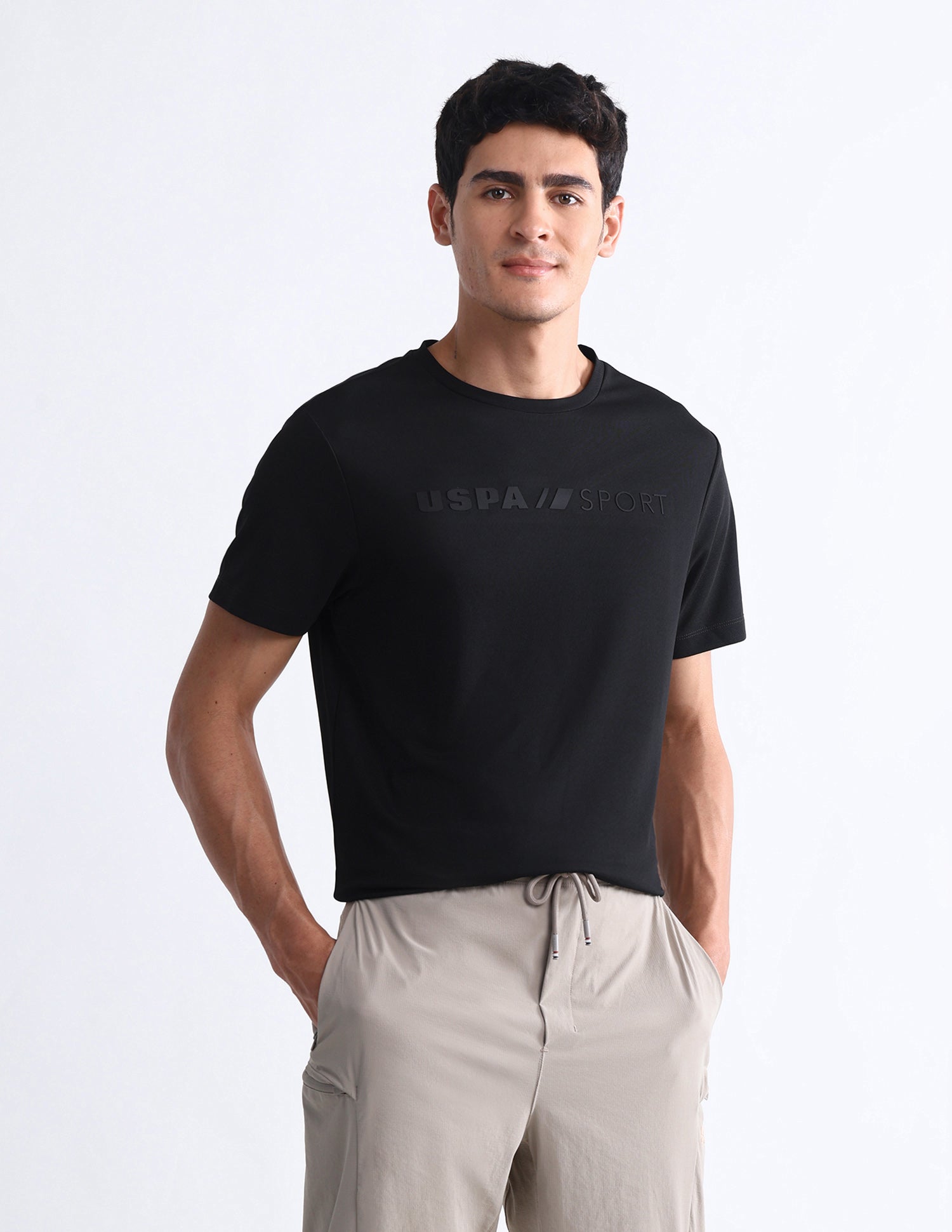 Brand Embossed Slim Fit T-Shirt Black - U.S. Polo Assn. India | Large