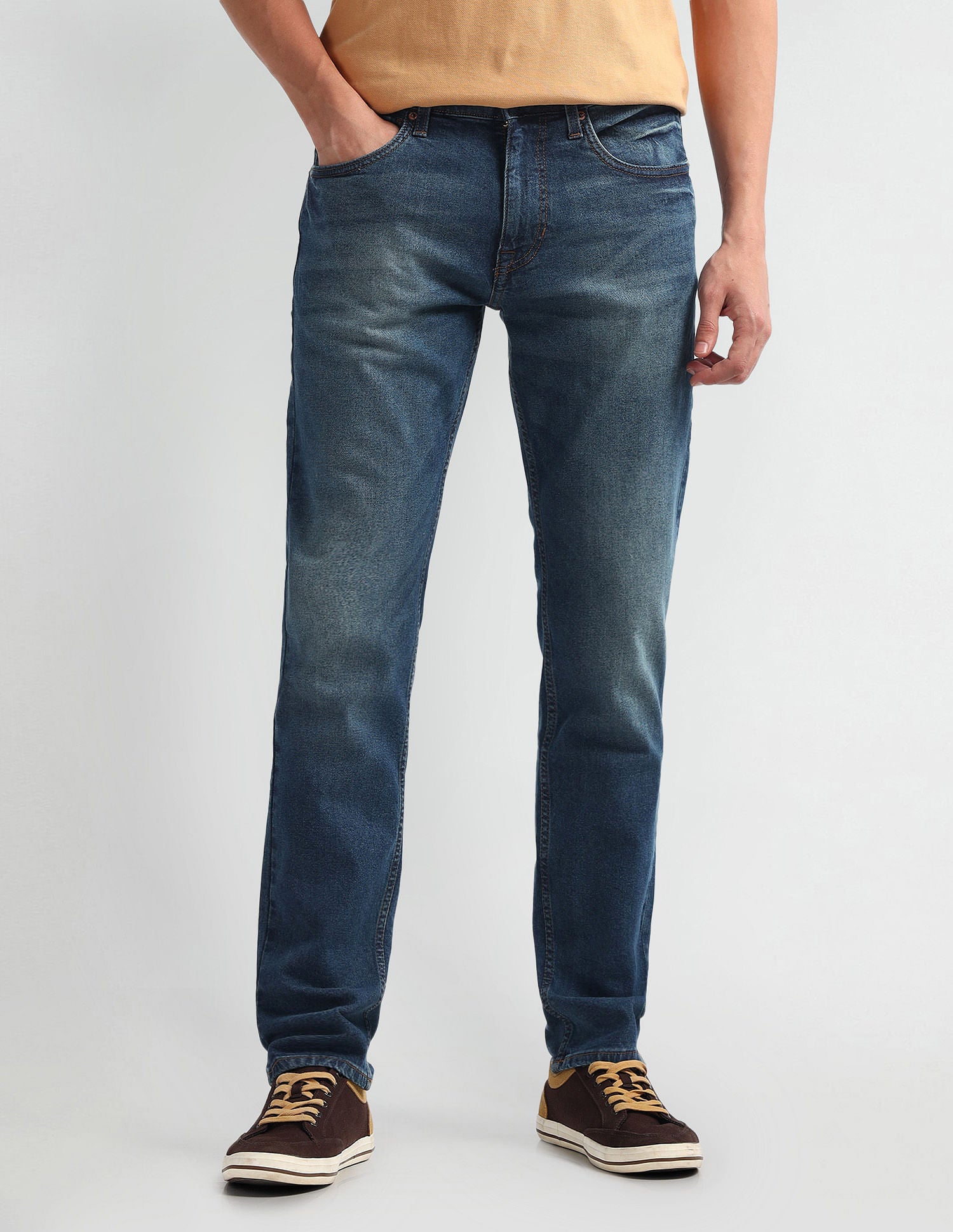 Brandon Slim Tapered Fit Blue Jeans Dark Blue - U.S. Polo Assn. India | Large