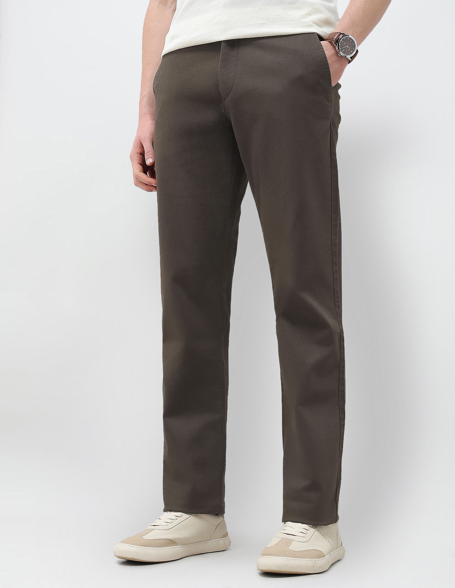 Solid Riley Straight Fit Trousers