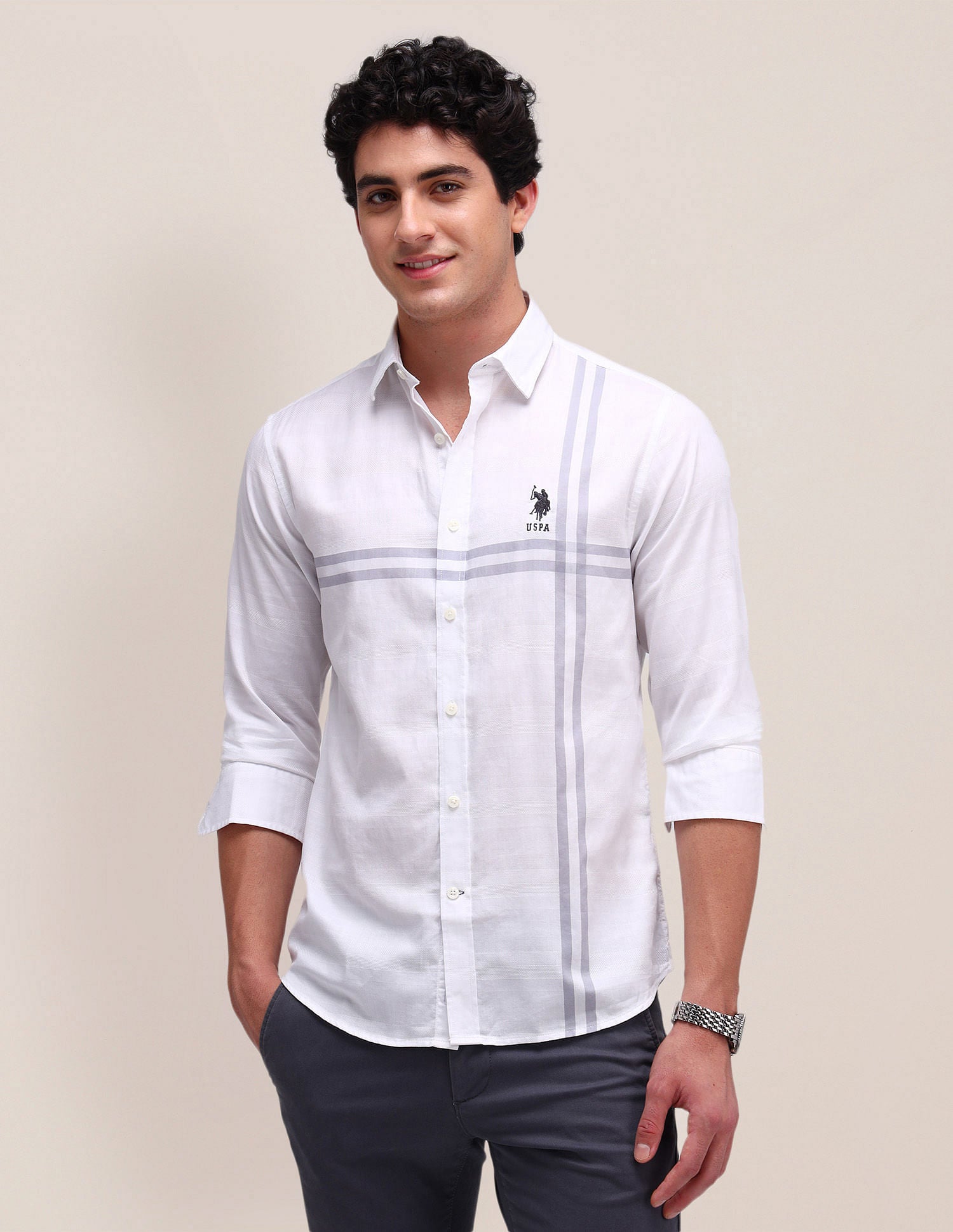 Horizontal Striped Regular Fit Shirt