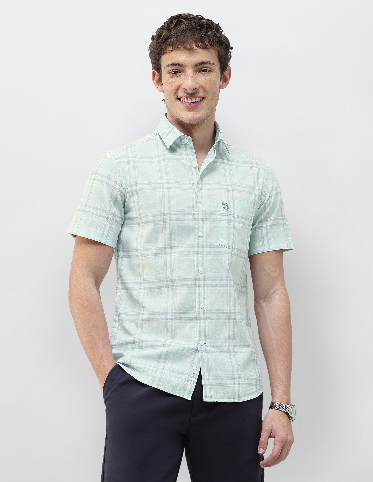 Tartan Checked Regular Fit Shirt Green - U.S. Polo Assn. India | Large