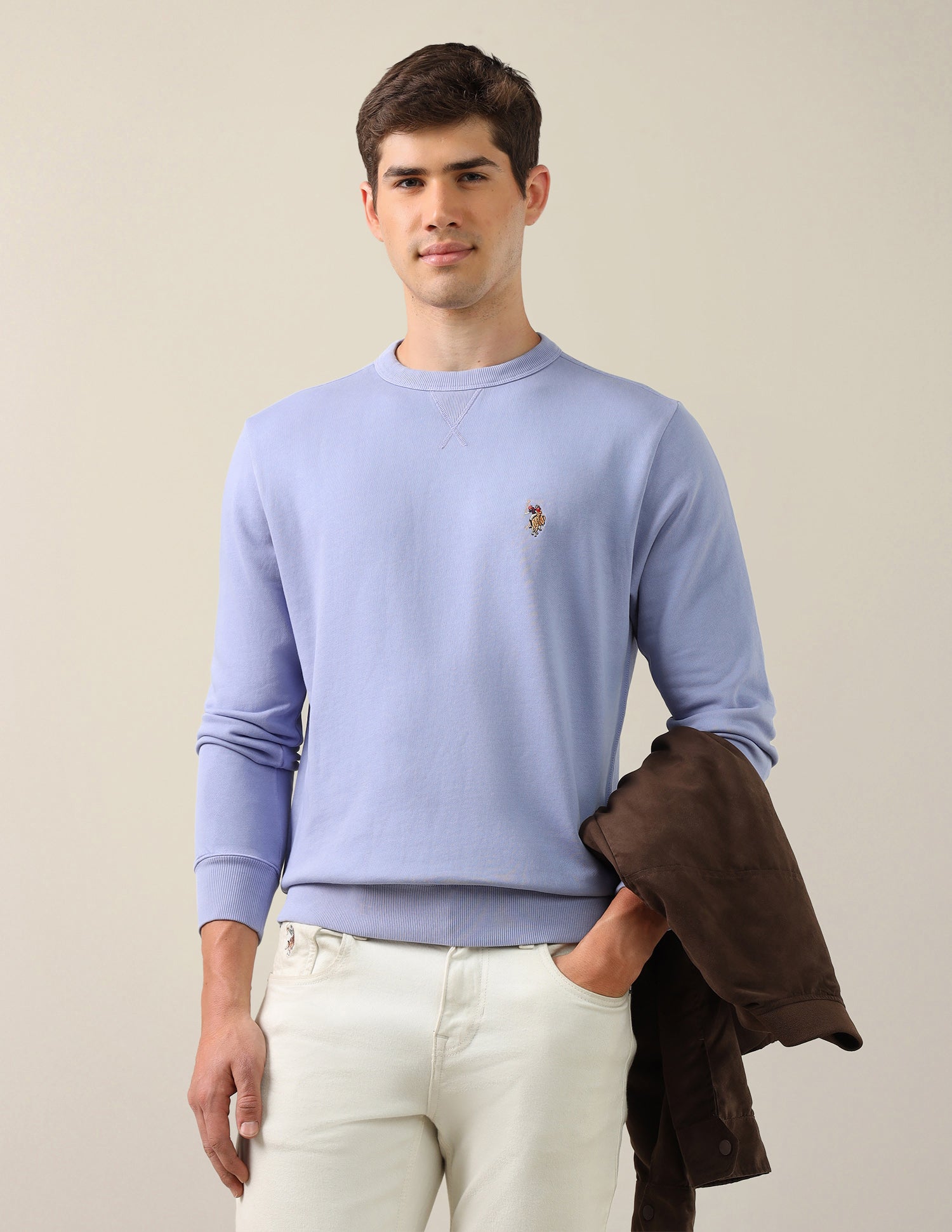 Solid Regular Fit Sweatshirt Purple - U.S. Polo Assn. India | Large