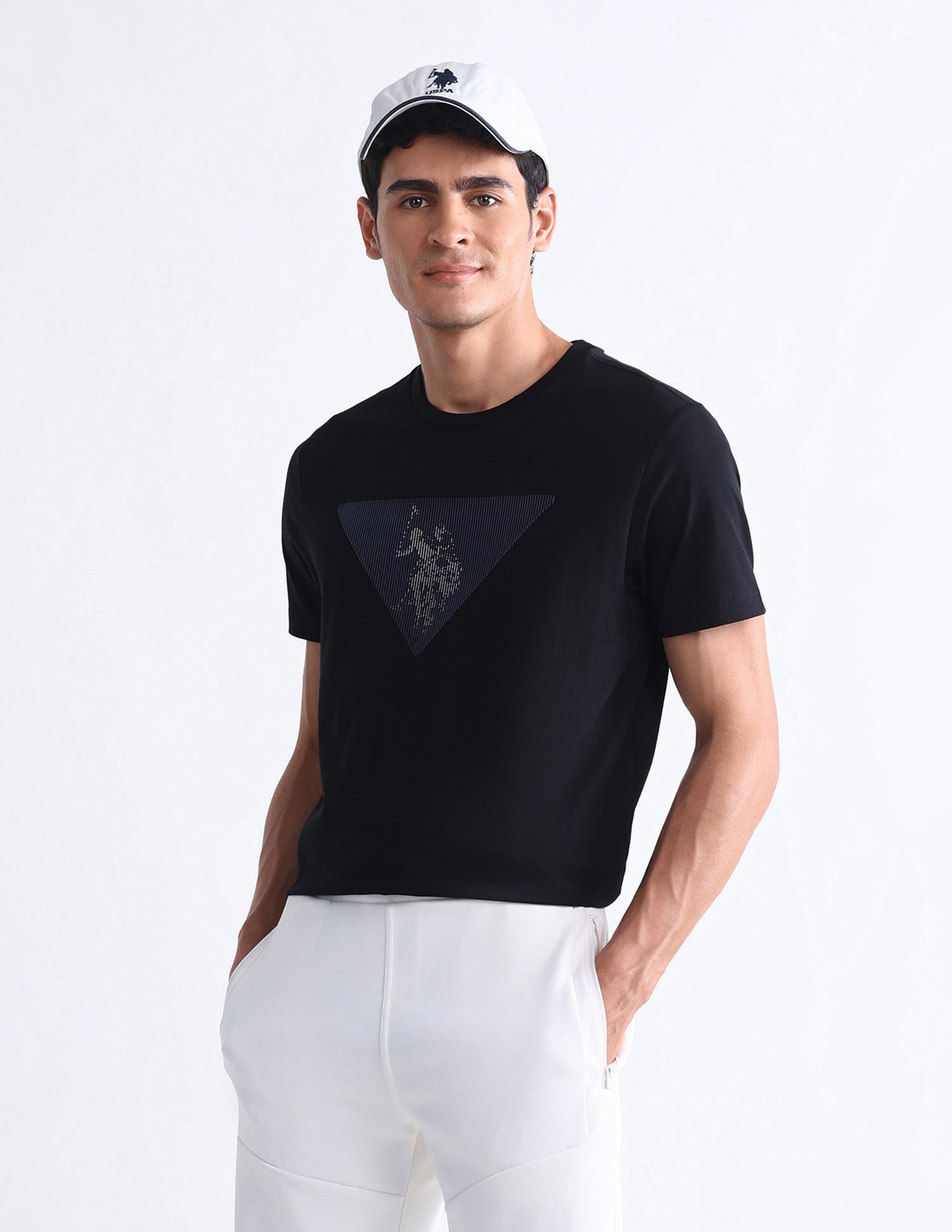 Brand Printed Slim Fit T-Shirt Black - U.S. Polo Assn. India | Large
