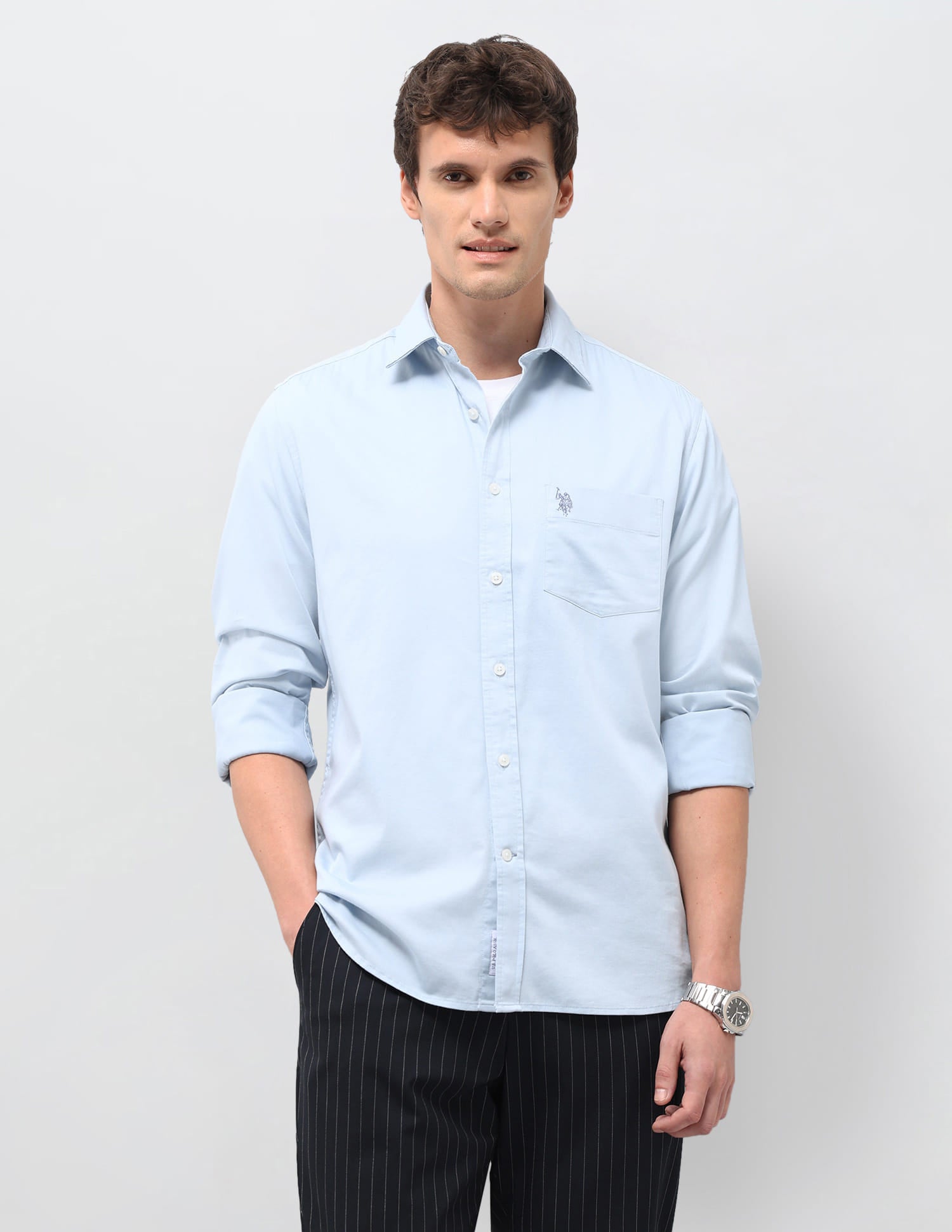Solid Tailored Fit Shirt Blue - U.S. Polo Assn. India | Large
