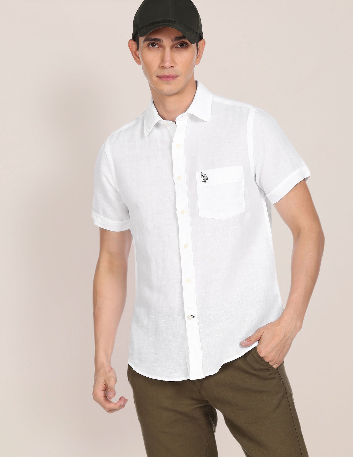 Men White Short Sleeve Solid Casual Shirt – U.S. Polo Assn. India