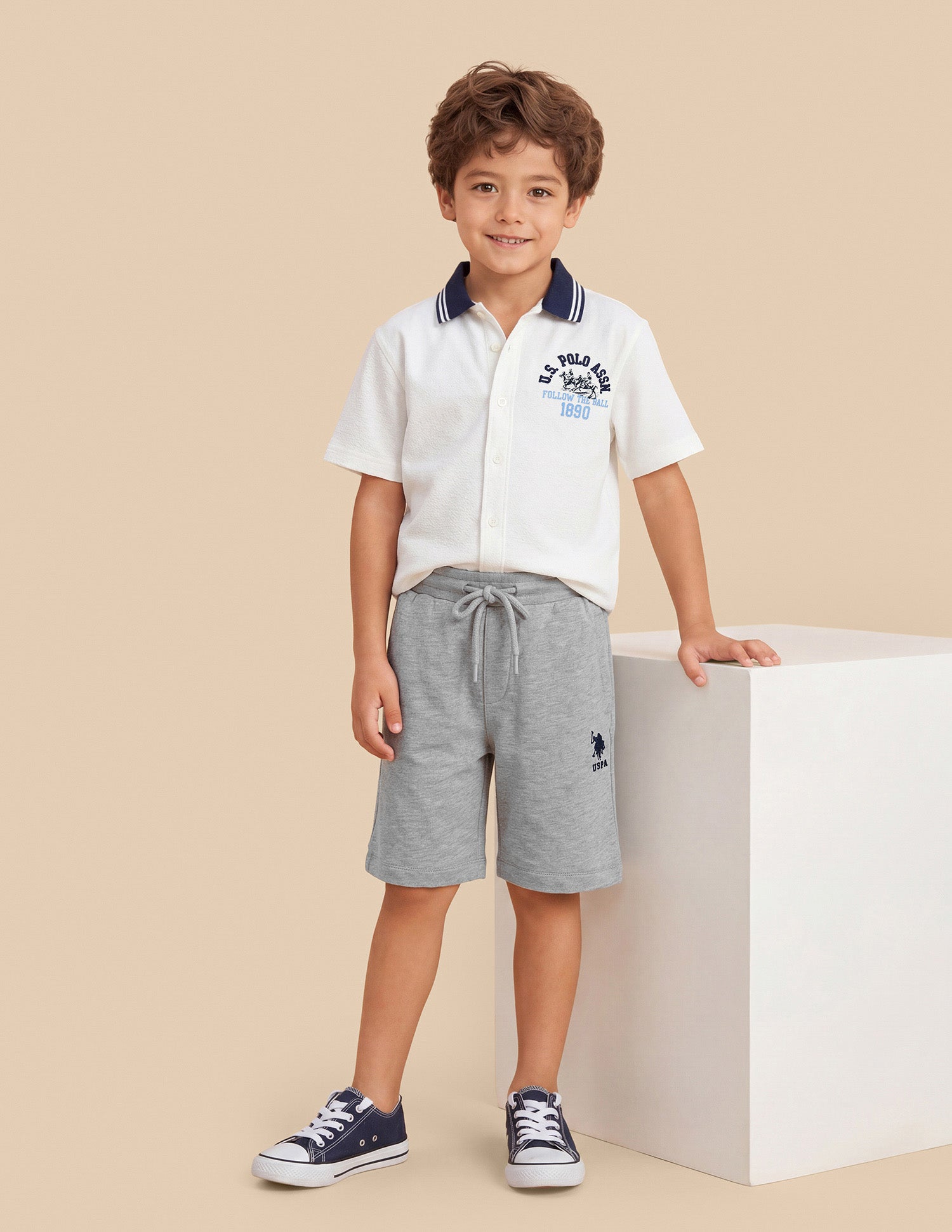 Solid Regular Fit Shorts Grey - U.S. Polo Assn. India | Large