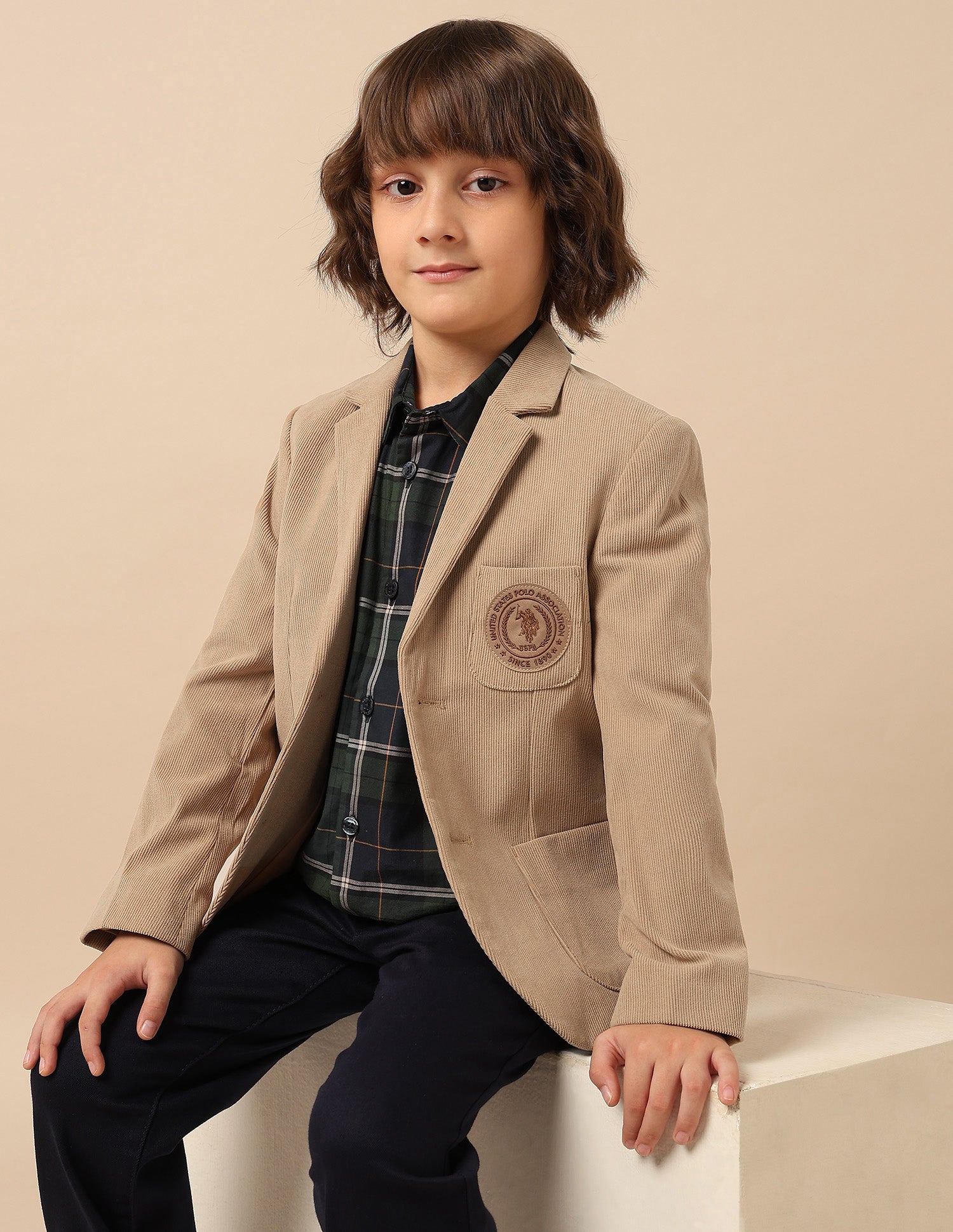 Boys Solid Regular Fit Blazer