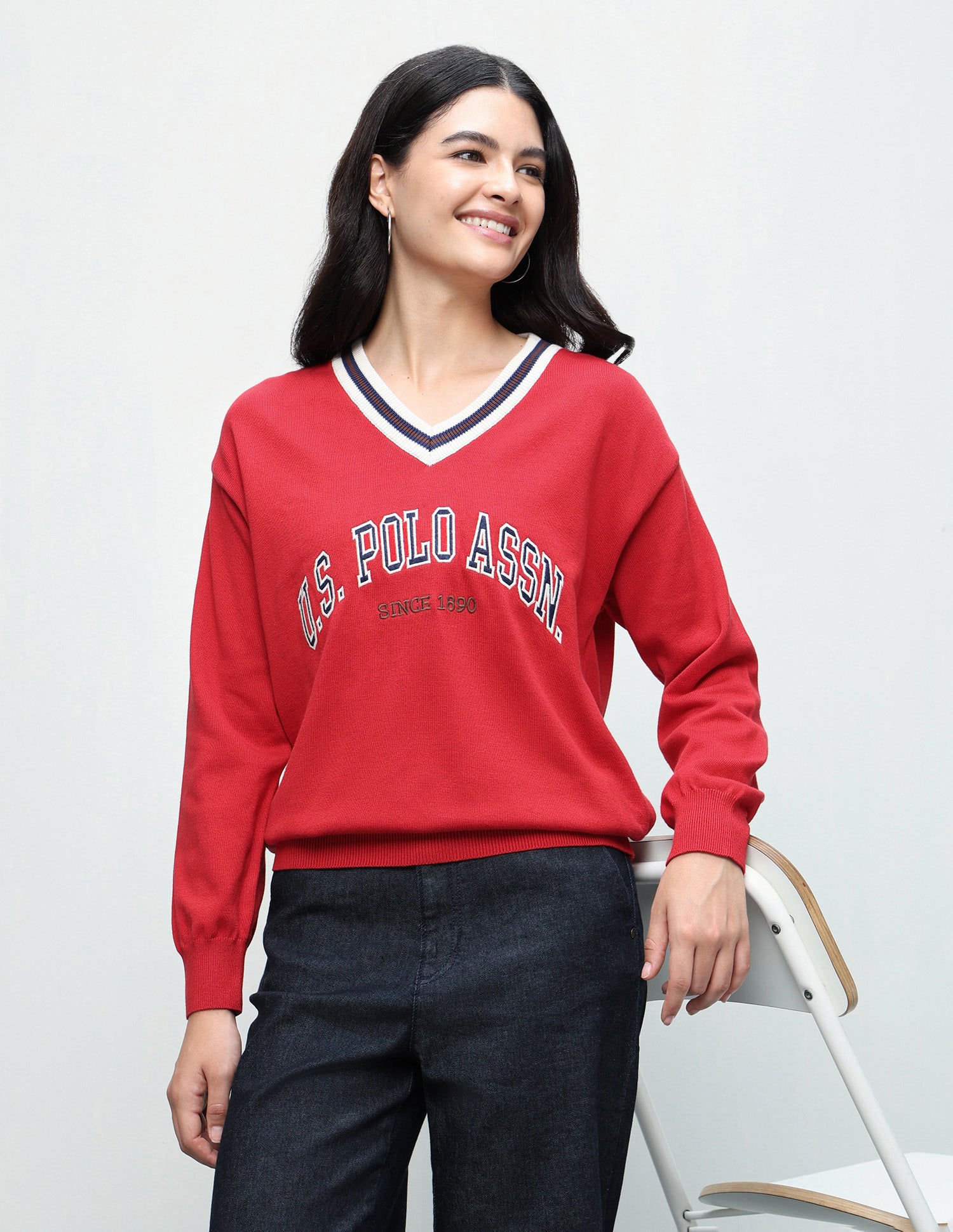 Brand Embroidered Regular Fit Sweater Red - U.S. Polo Assn. India | Large