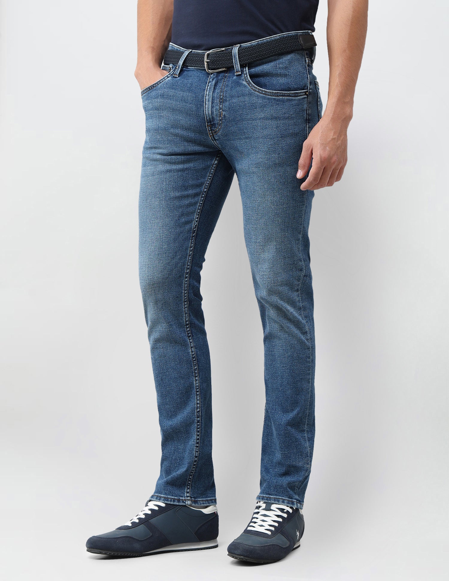 Regallo Skinny Fit Blue Jeans Mid Blue - U.S. Polo Assn. India | Large