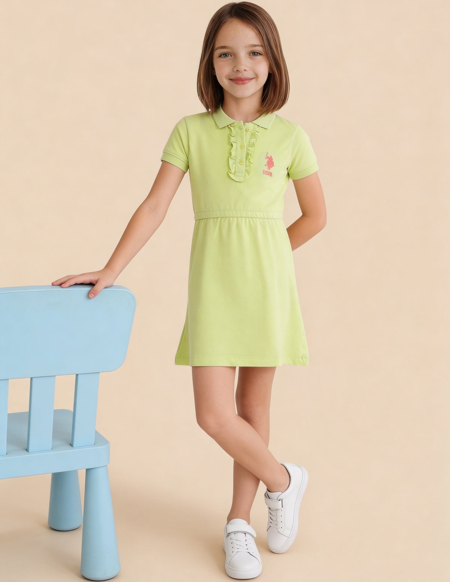 Knitted Polo T-Shirt Dress Lime - U.S. Polo Assn. India | Large