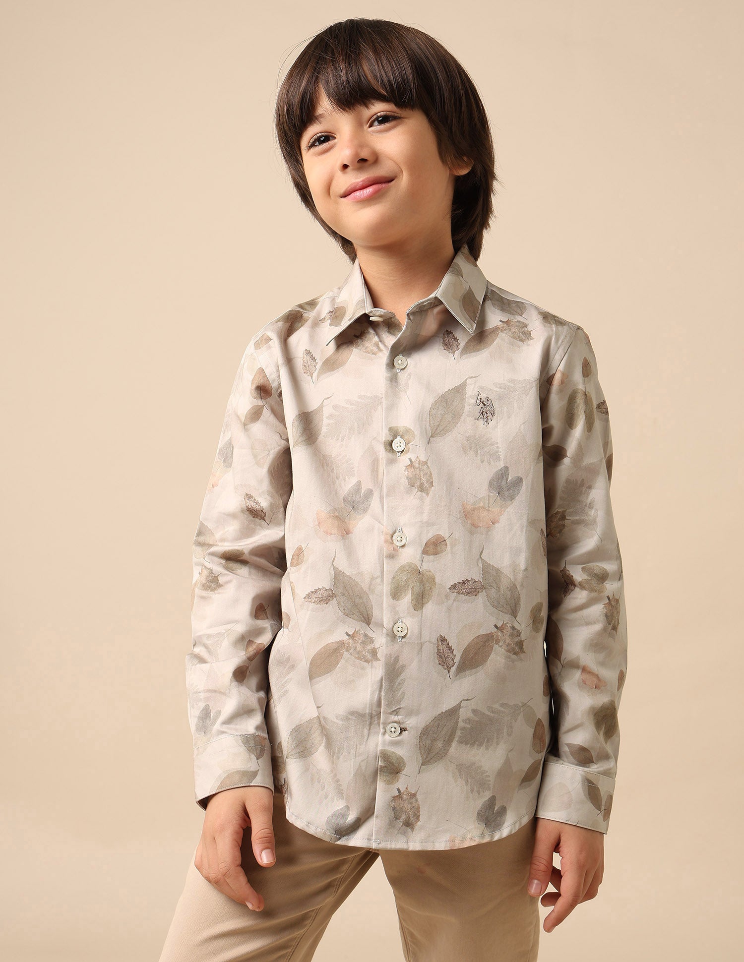 Boys Tropical Printed Satin Shirt