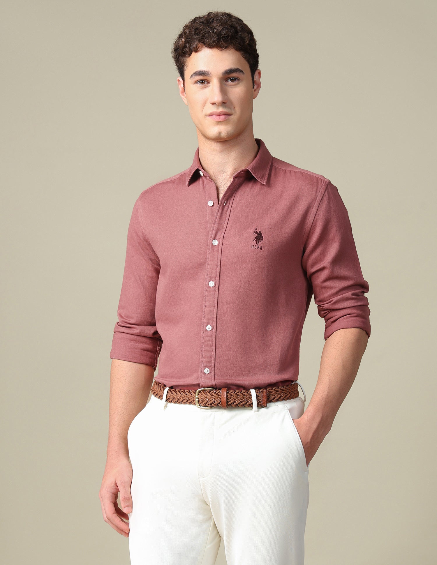 Solid Regular Fit Shirt Rust - U.S. Polo Assn. India | Large