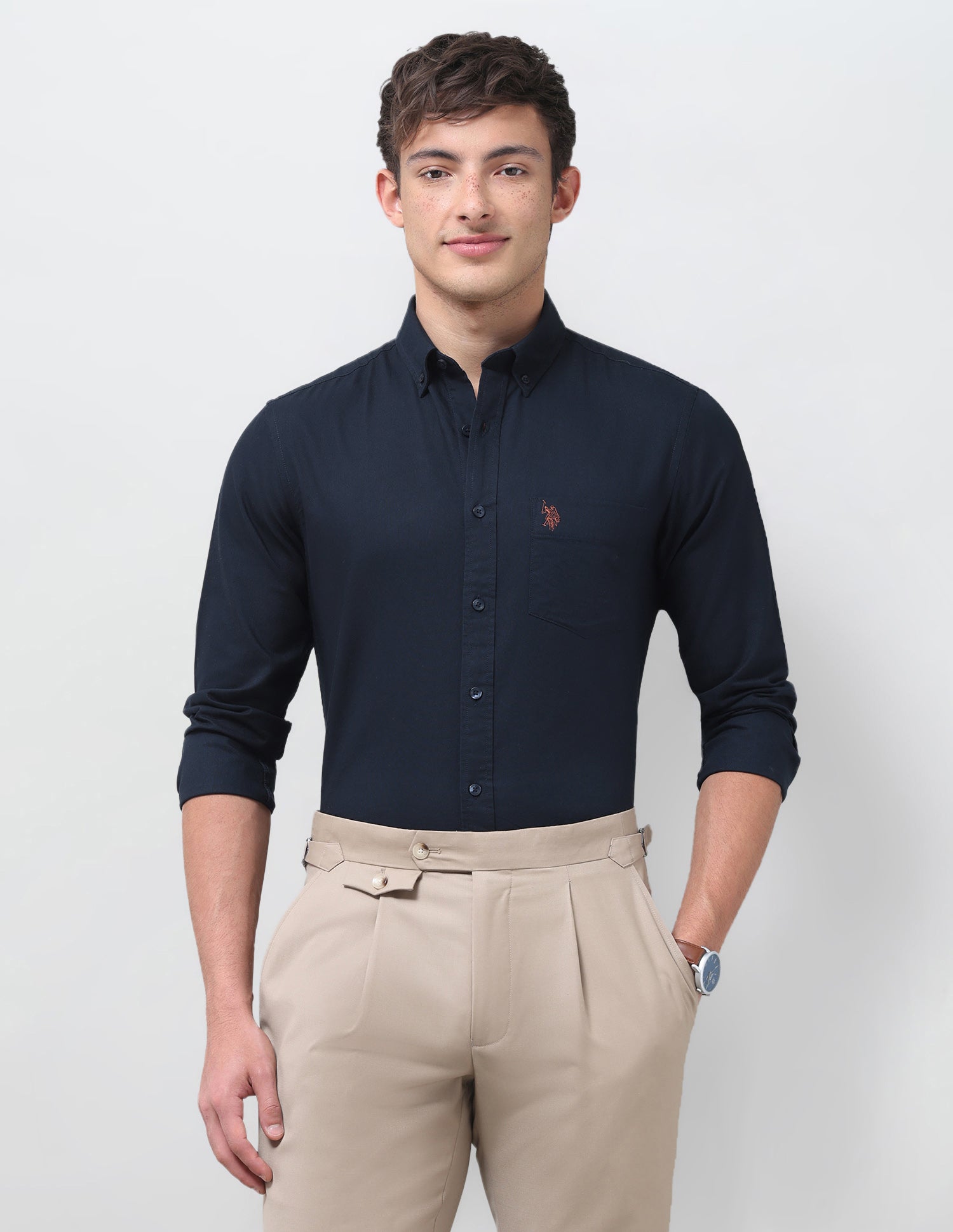 Tailored Fit Oxford Shirt Navy - U.S. Polo Assn. India | Large